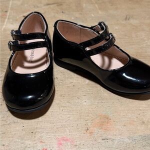 Shiny Black Kids Dress Shoes with Double Straps